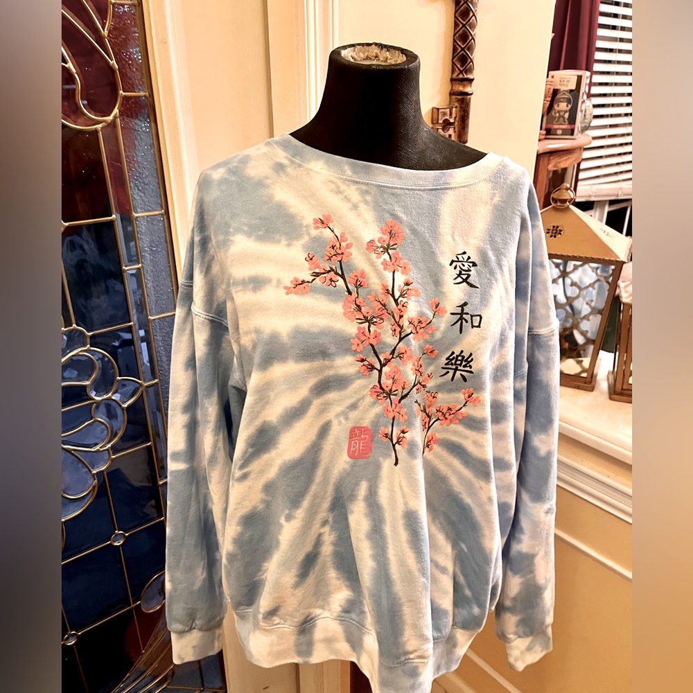 Cherry blossom tye dye sweater Large!